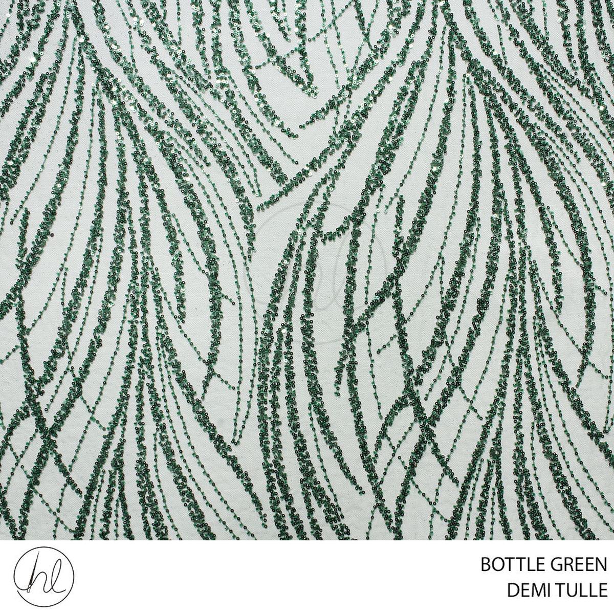 TULLE DEMI FABRIC 140CM BOTTLE GREEN ROLL ROLL 001