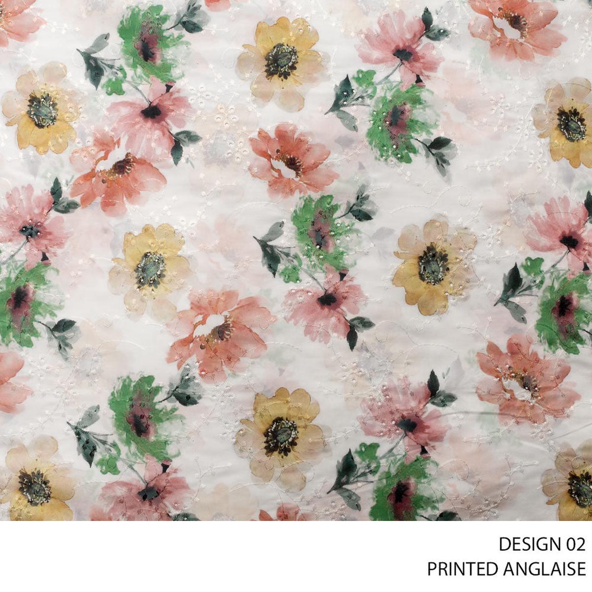 ANGLAISE PRINTED D#2 FABRIC 140CM MUSTARD ROLL ROLL 001