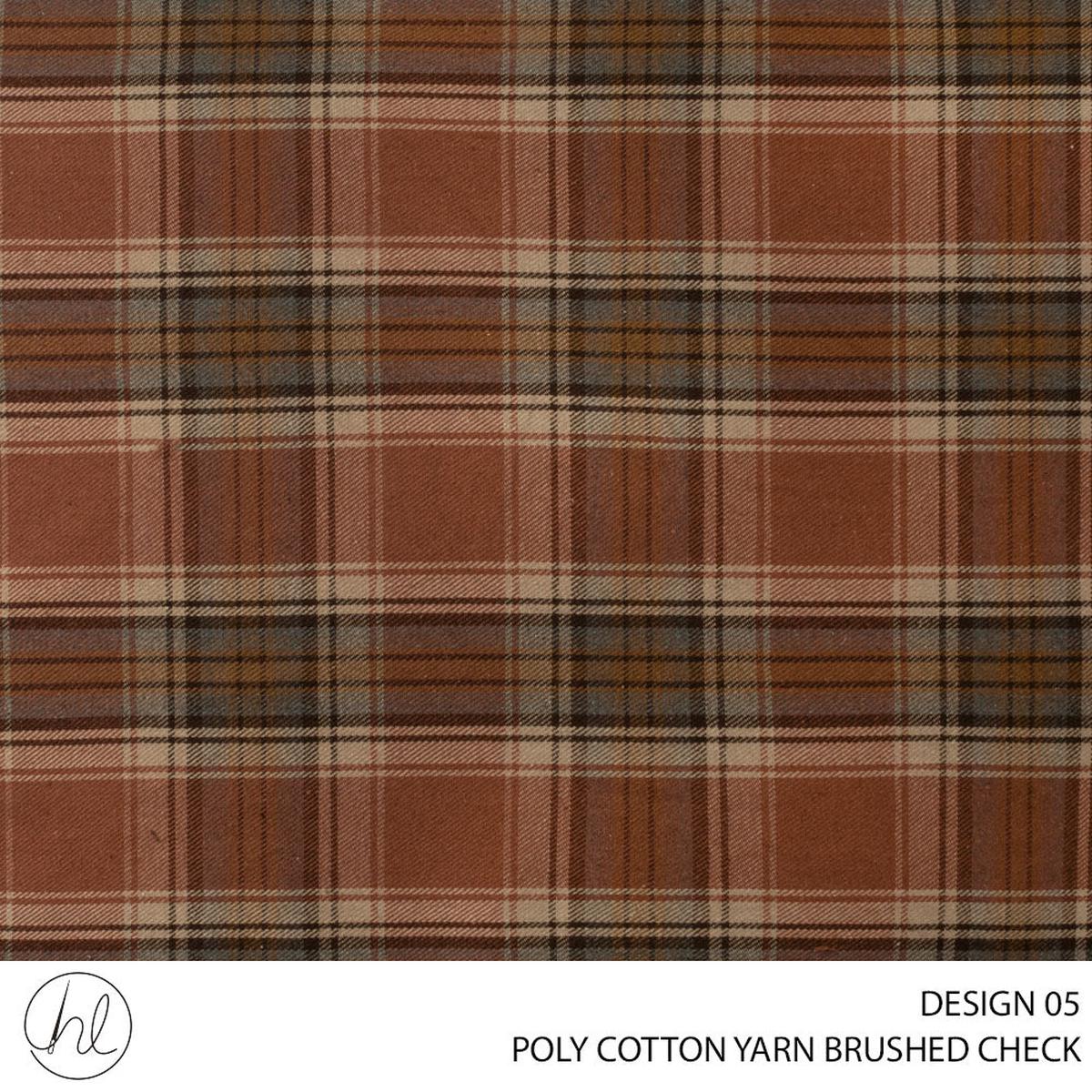 BRUSHED CHECK YARN DYE WOVEN FABRIC BROWN/ORANGE ROLL ROLL 001