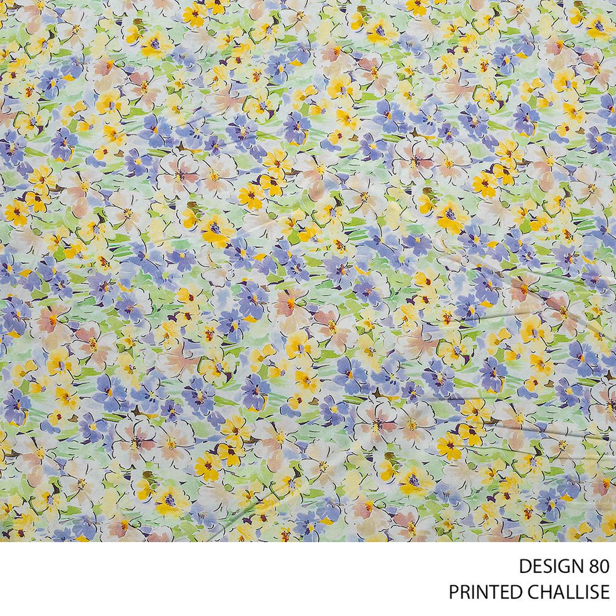 CHALLIS PRINTED FABRIC 150CM LIME ROLL ROLL 002