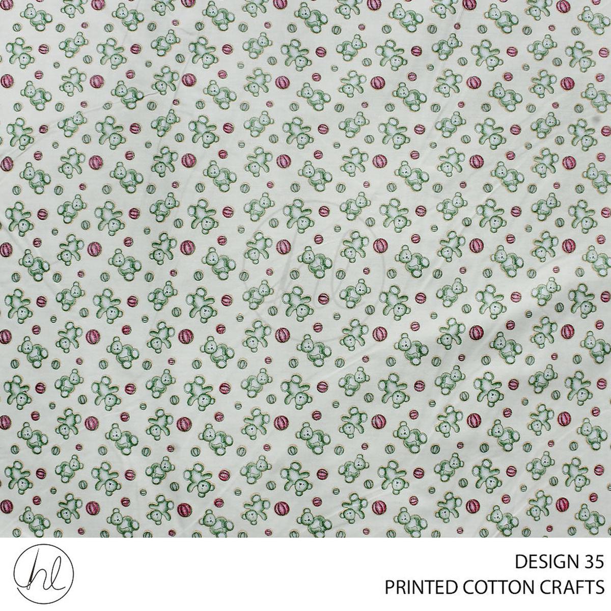 COTTON CRAFT BOLLY PRINTED FABRIC BEARS GREEN ROLL ROLL 001