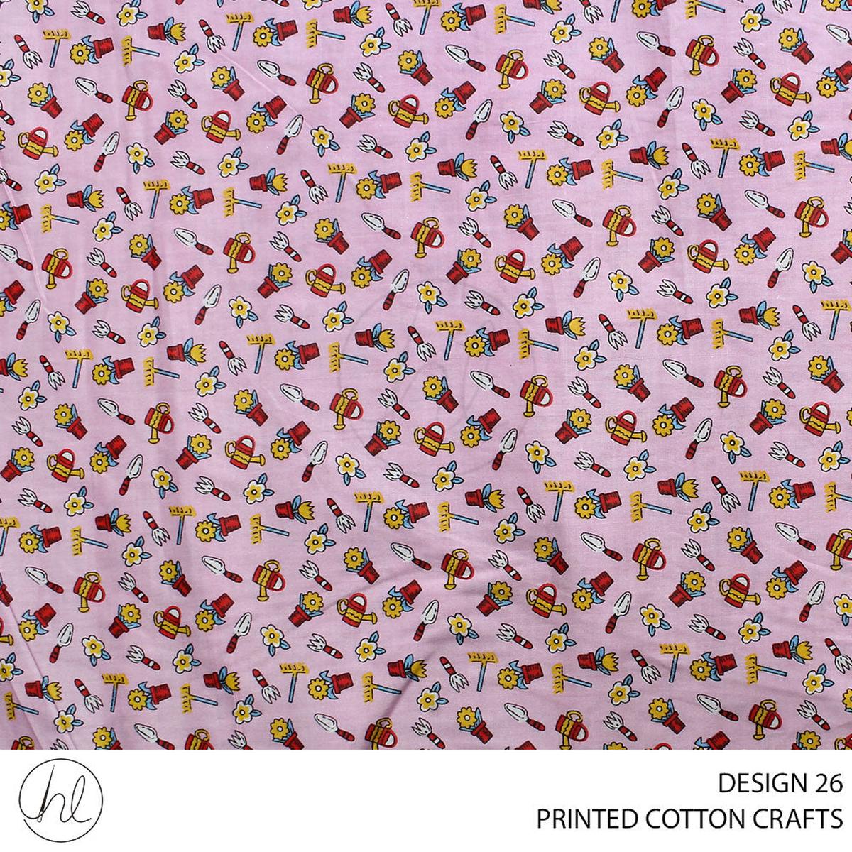 COTTON CRAFT GARDEN TOOLS PRINTED FABRIC PINK ROLL ROLL 001