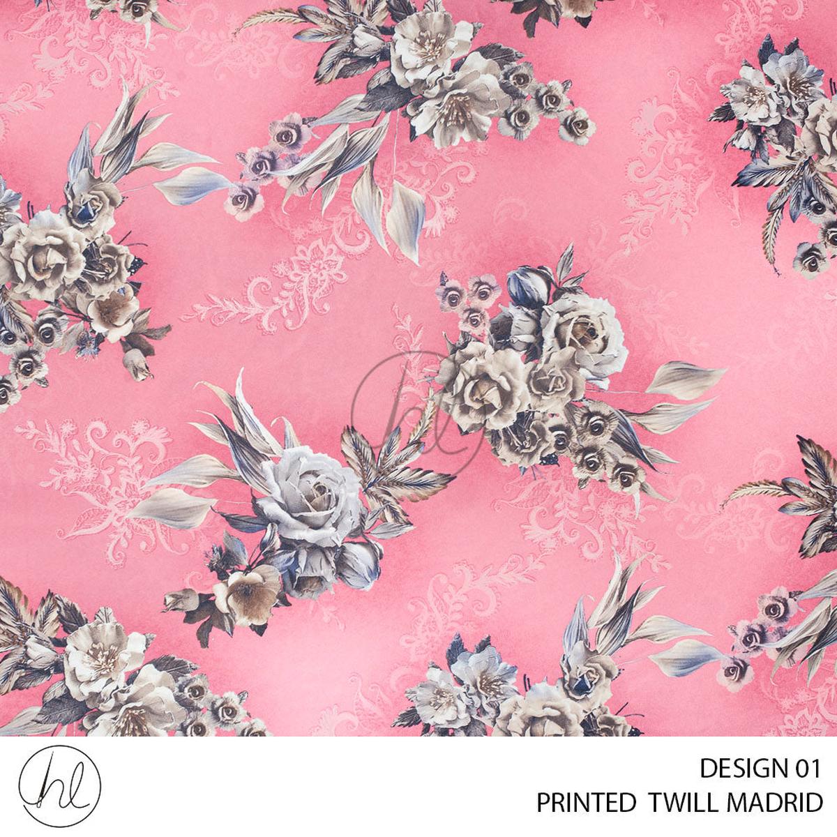 Printed Twill Madrid 53 Pink Design 01 150cm Per M