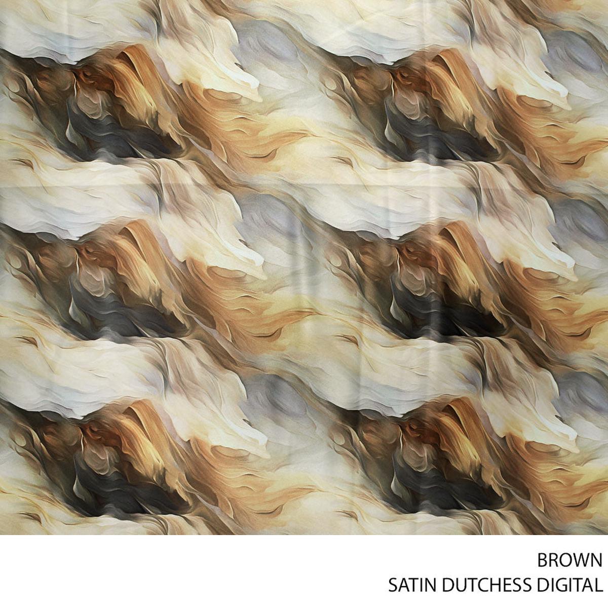 SATIN DUTCHESS DIGITAL FABRIC 150CM BROWN