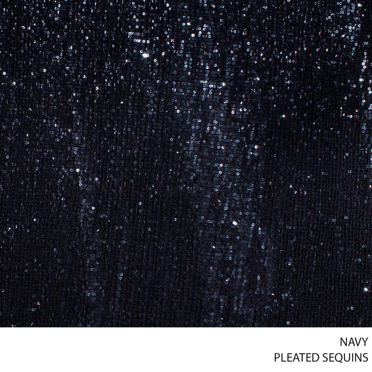 SEQUINCE PLEATED FABRIC 130CM NAVY ROLL ROLL 001