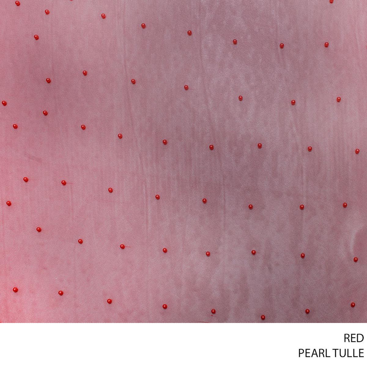 TULLE PEARL FABRIC RED