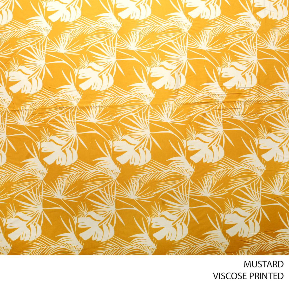 VISCOSE PRINTED FABRIC 140CM MUSTARD ROLL ROLL 001