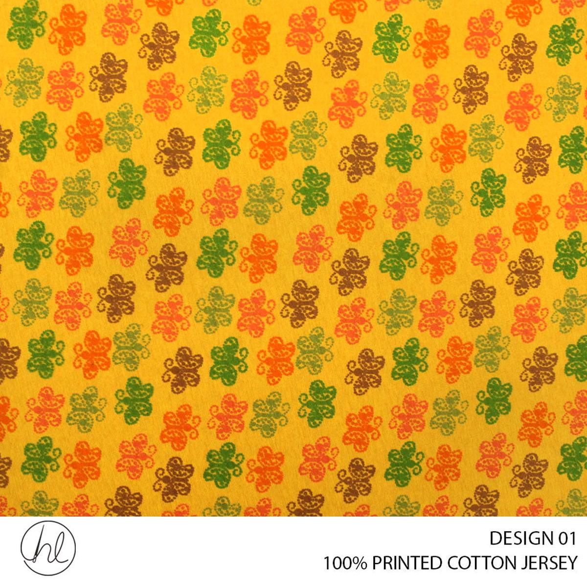 100% PRINTED COTTON JERSEY DESIGN 01 150CM WIDE PER M51