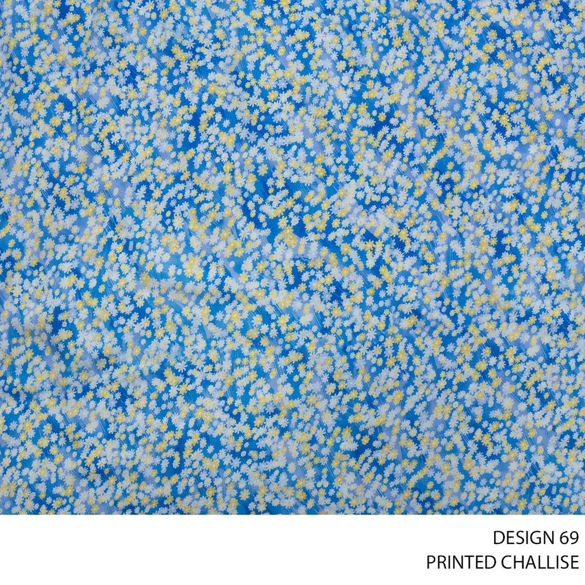 CHALLIS PRINTED FABRIC 150CM SKY BLUE ROLL ROLL 003