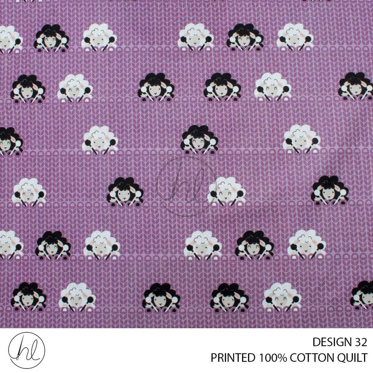 100% COTTON QUILT PER M 781 DESIGN 32 LILAC 110CM WIDE