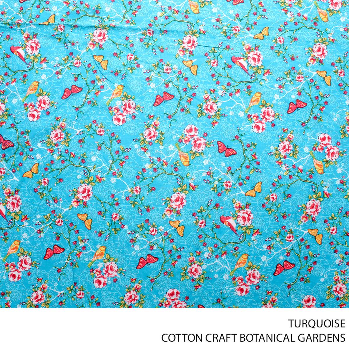 COTTON CRAFT BOTANICAL GARDEN FABRIC TURQUOISE