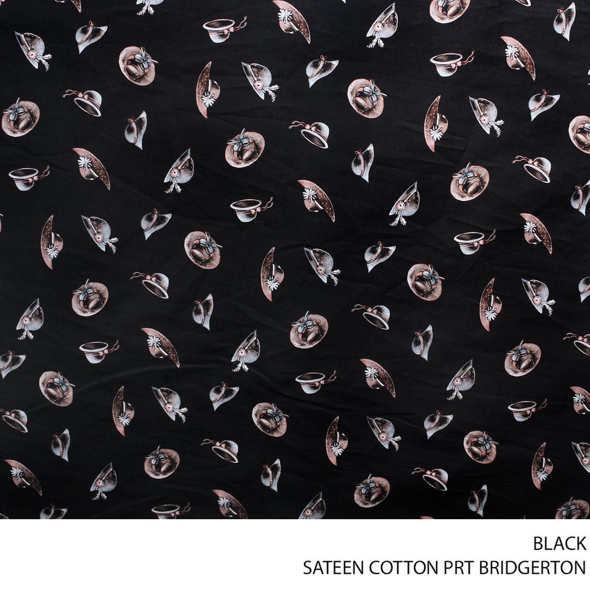 SATEEN COTTON PRT BRIDGERTON FABRIC BLACK