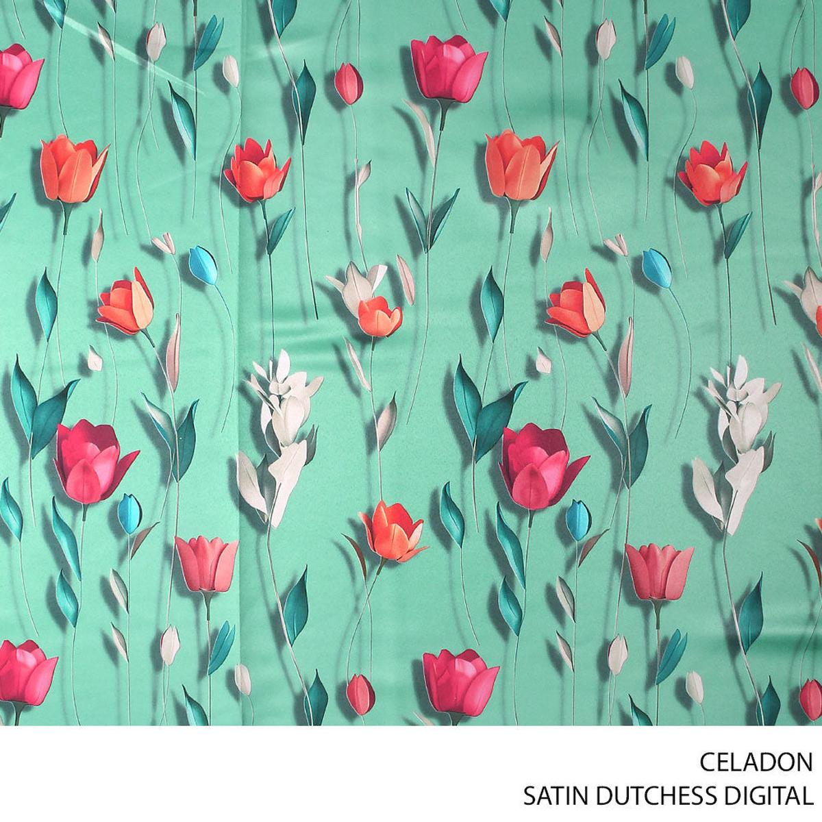 SATIN DUTCHESS DIGITAL FABRIC CELADON