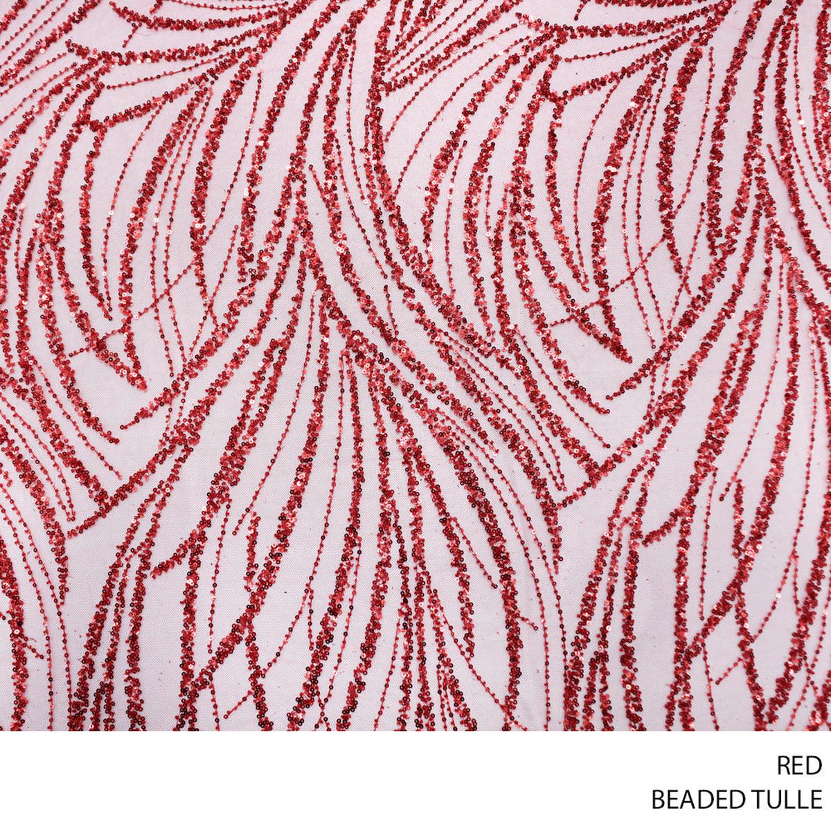 TULLE BEADED 25901/2 D#12 RED ROLL ROLL 001