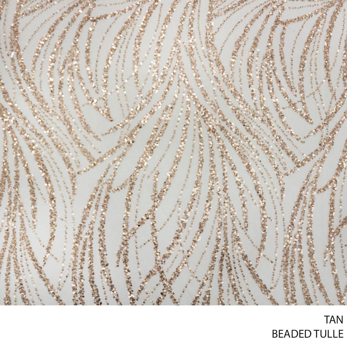 TULLE BEADED 25901/2 D#12 TAN ROLL ROLL 001