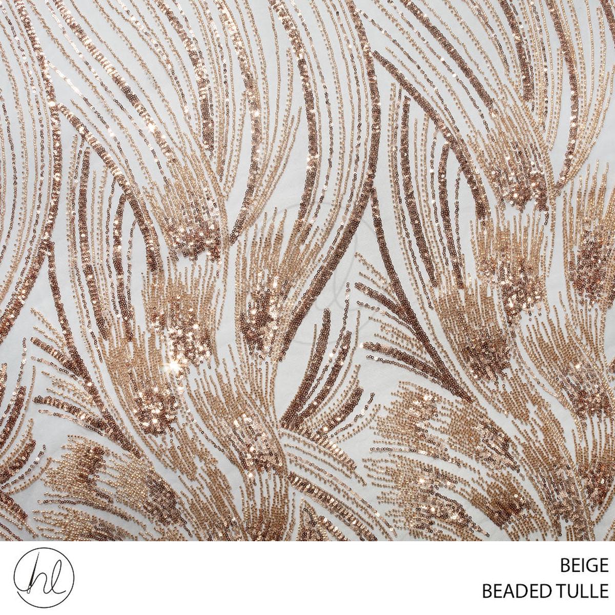 TULLE BEADED D#4 FABRIC 140CM BEIGE ROLL ROLL 001