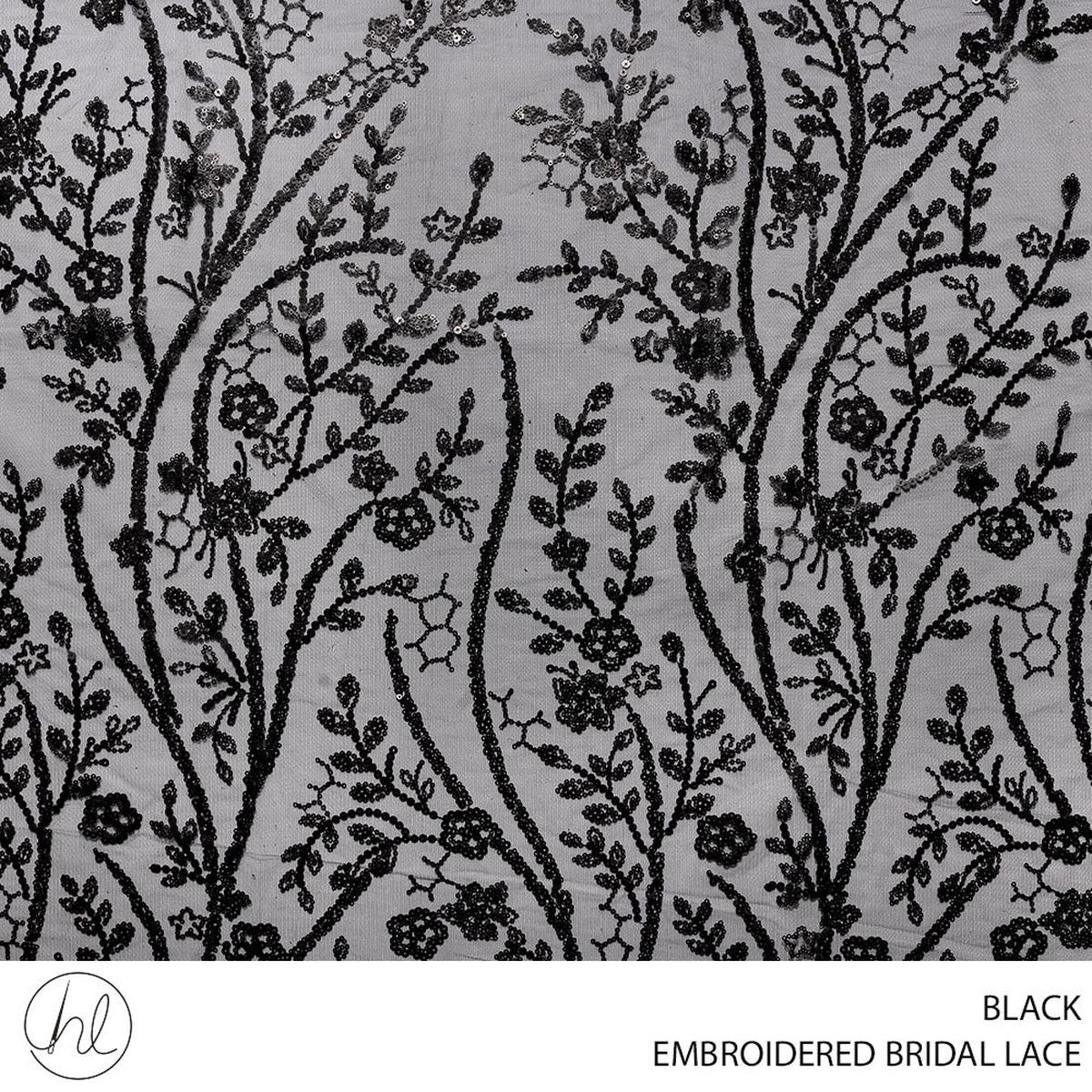 BRIDAL LACE EMB BEADED FABRIC 140CM BLACK ROLL ROLL 001