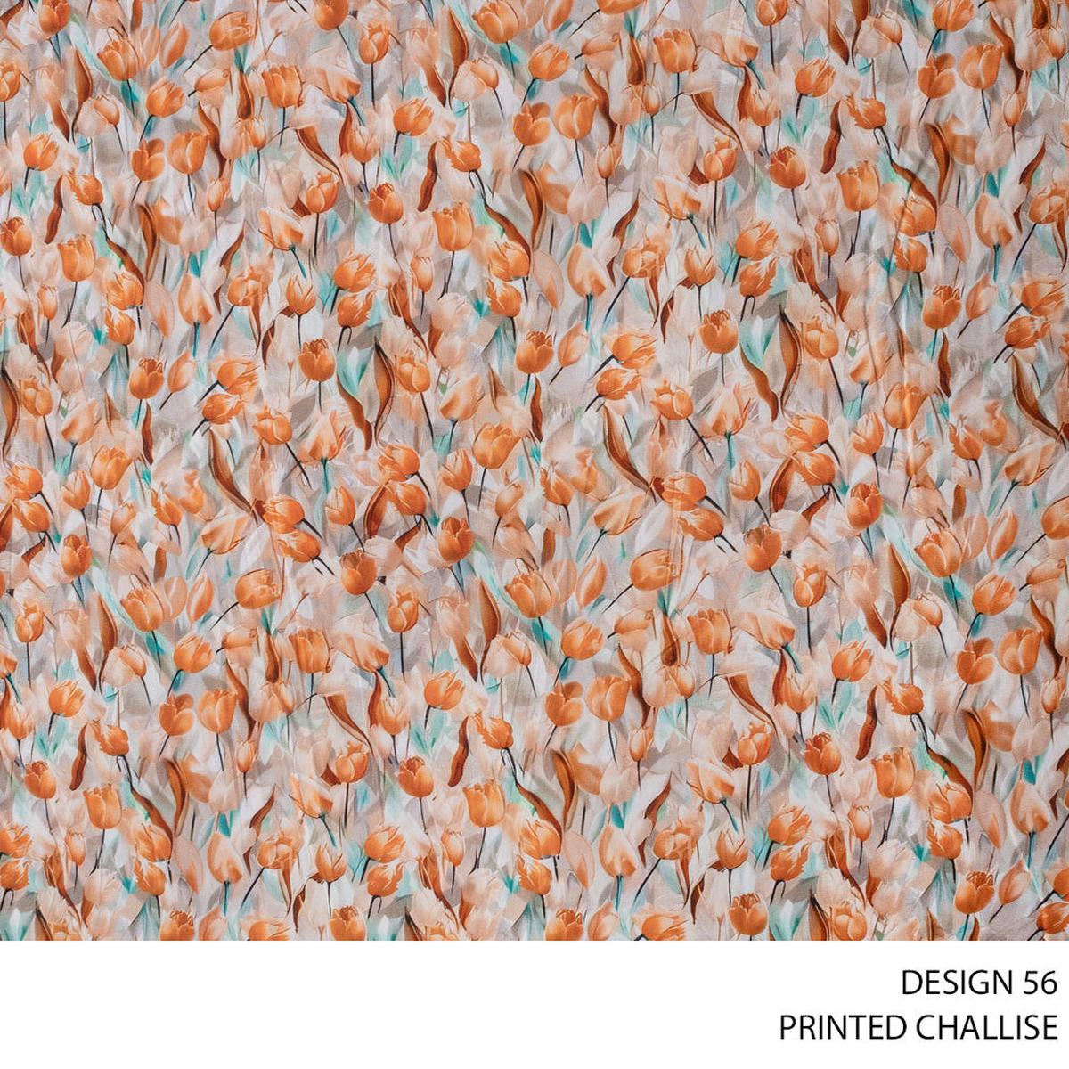CHALLIS PRINTED FABRIC 150CM APRICOT ROLL ROLL 003