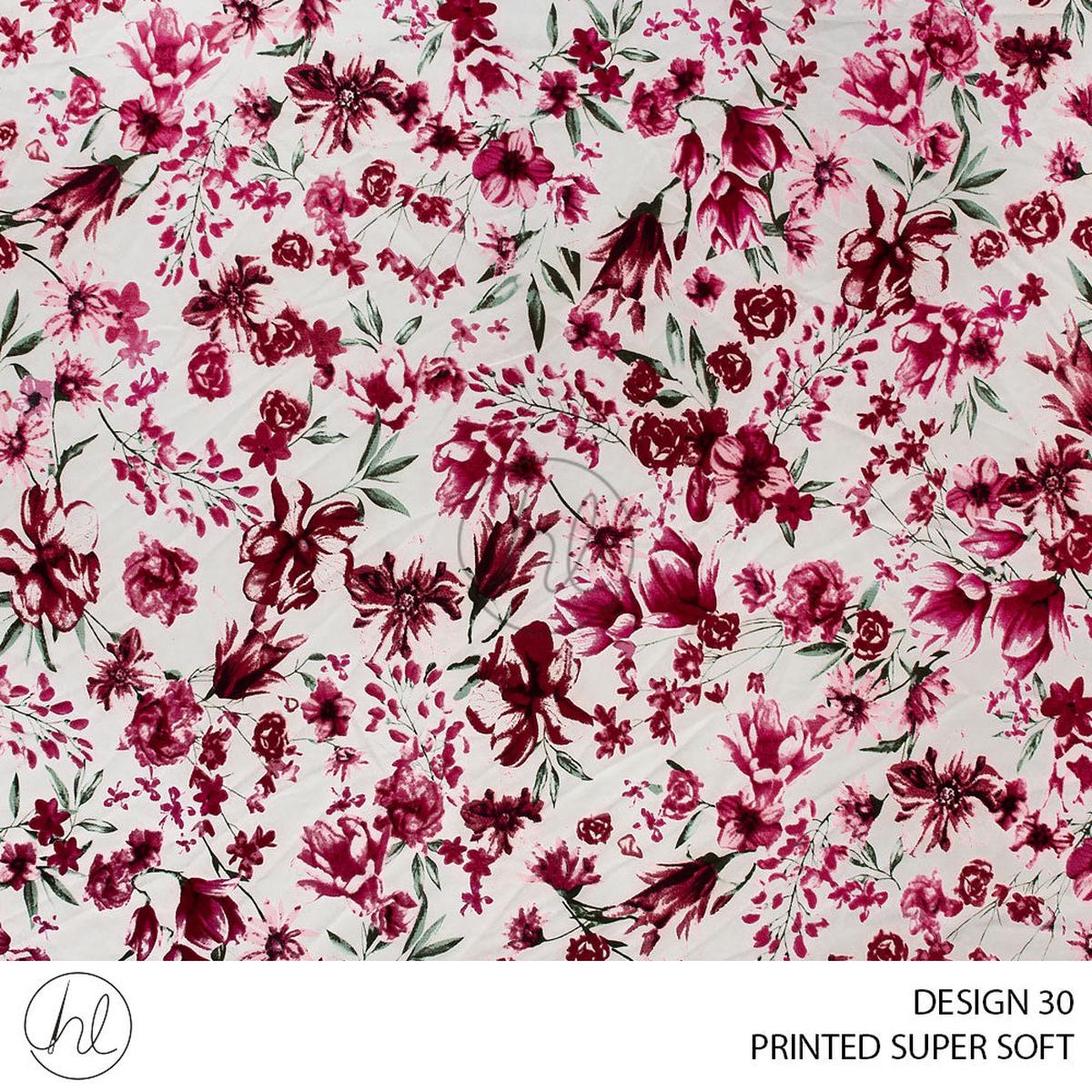 Printed Super Soft 51 Fuschia Design 30 150cm Per M