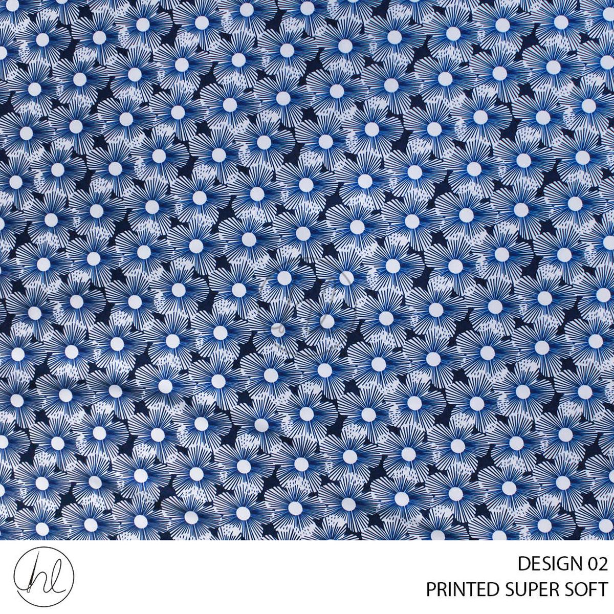 PRINTED SUPER SOFT 56 BLUE 150CM PER M