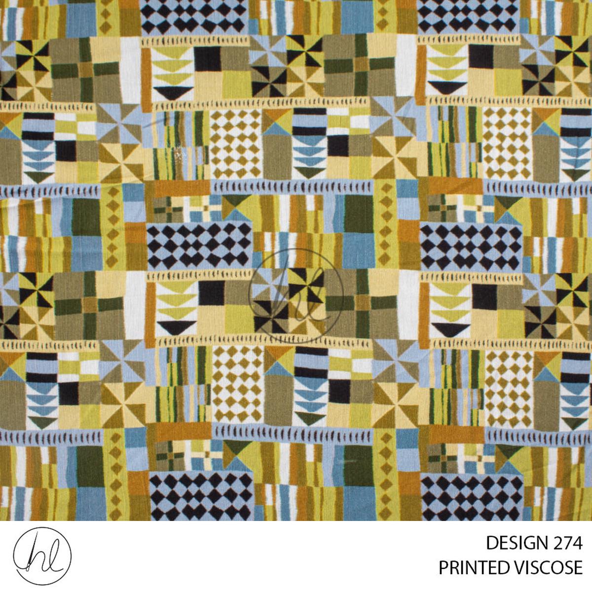 PRINTED VISCOSE AMBER PER M DESIGN 274 GREEN 150CM WIDE