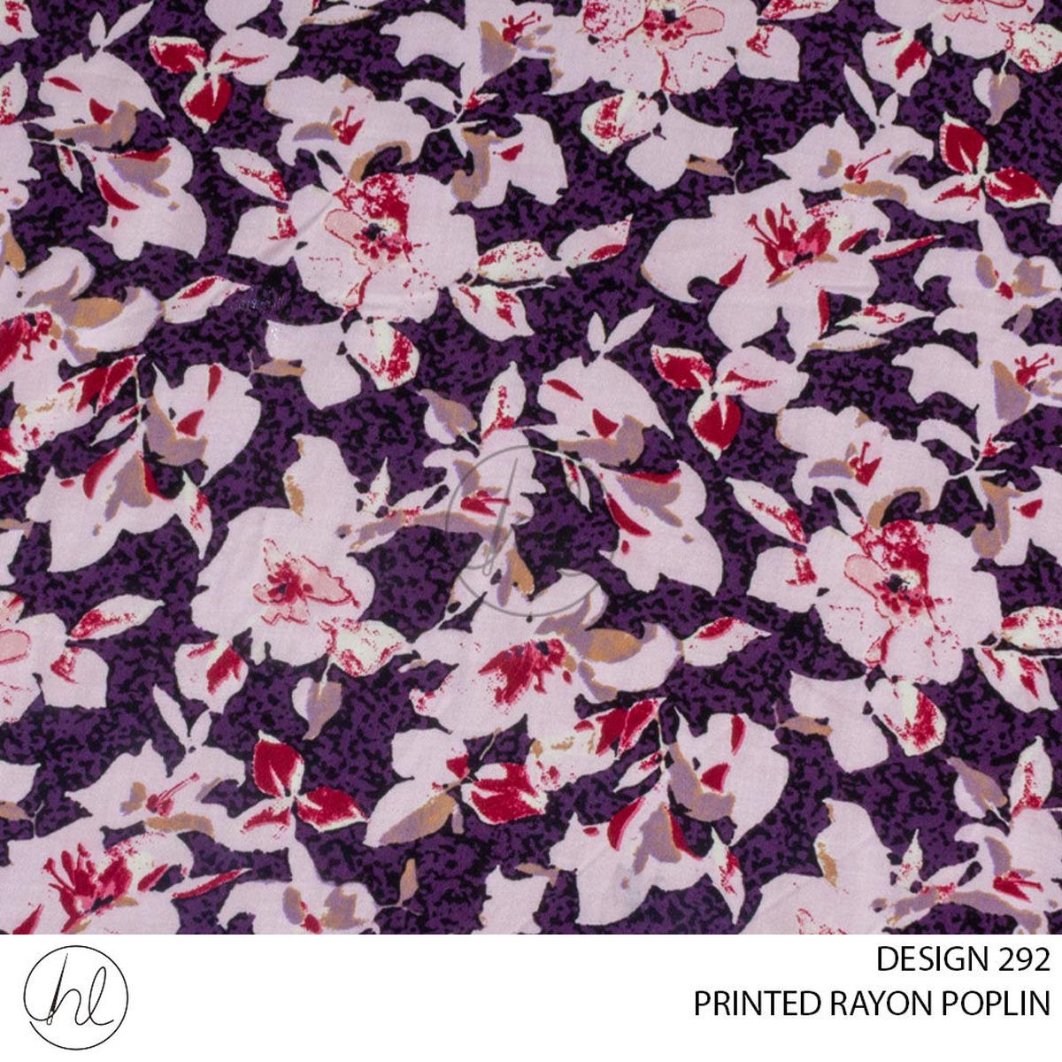 RAYON POPLIN PRINT 51 PER M PURPLE DESIGN 292 150CM WIDE