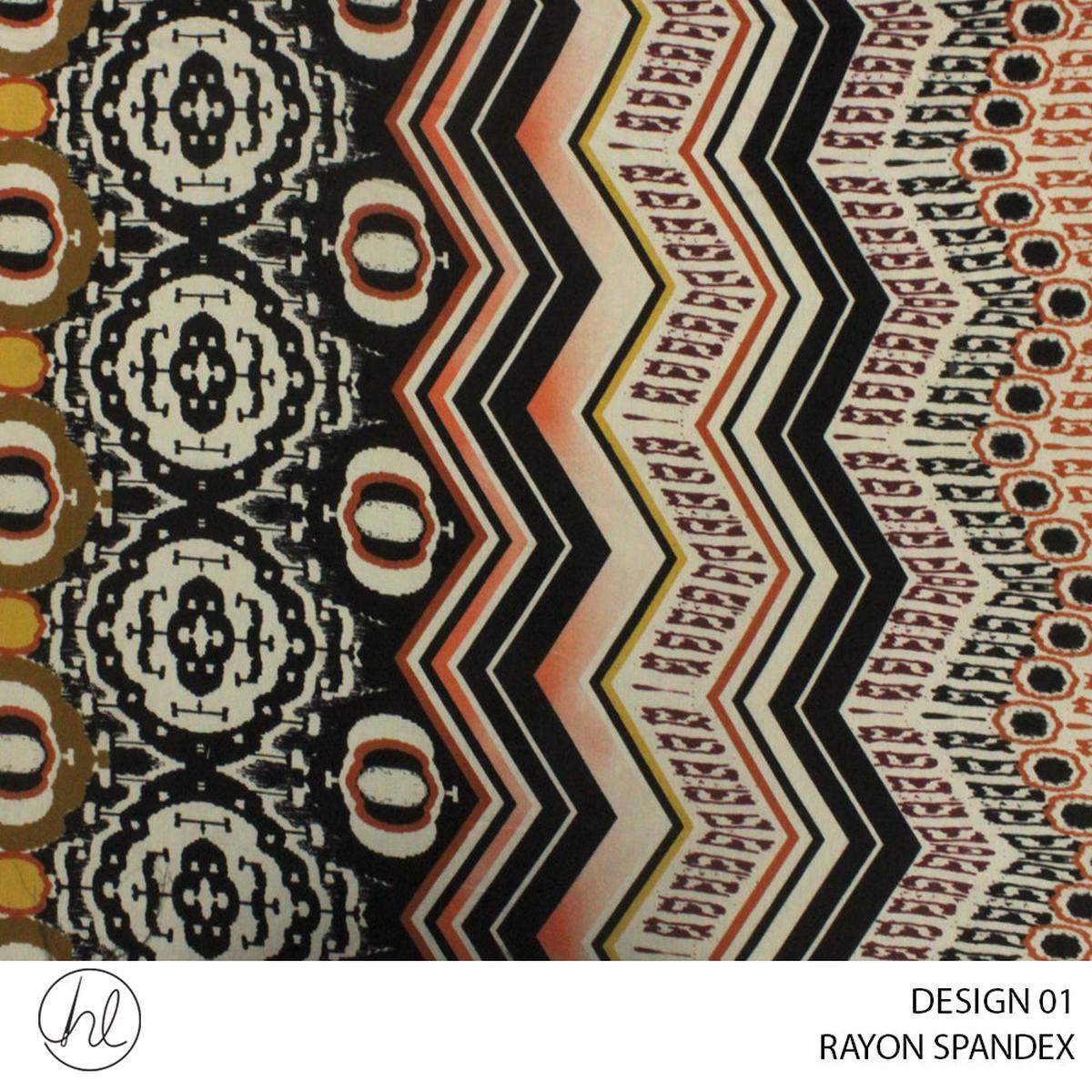 RAYON SPANDEX DESIGN 01 150CM WIDE PER M51