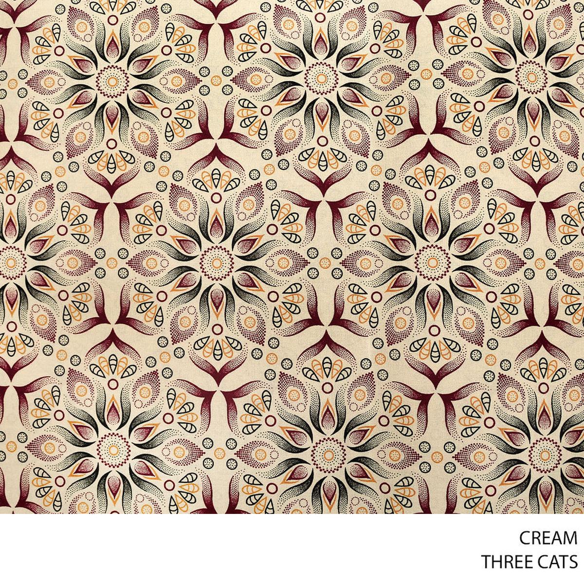 THREE CATS FANCY FABRIC CREAM ROLL ROLL 028