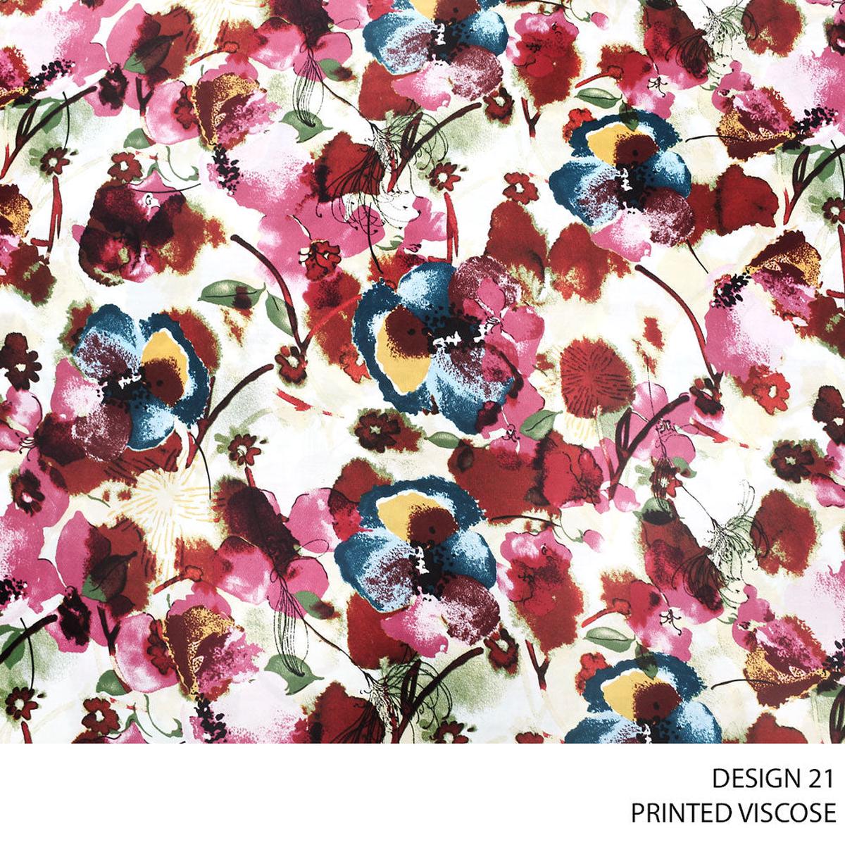 VISCOSE PRINTED FABRIC 140CM MAROON ROLL ROLL 001