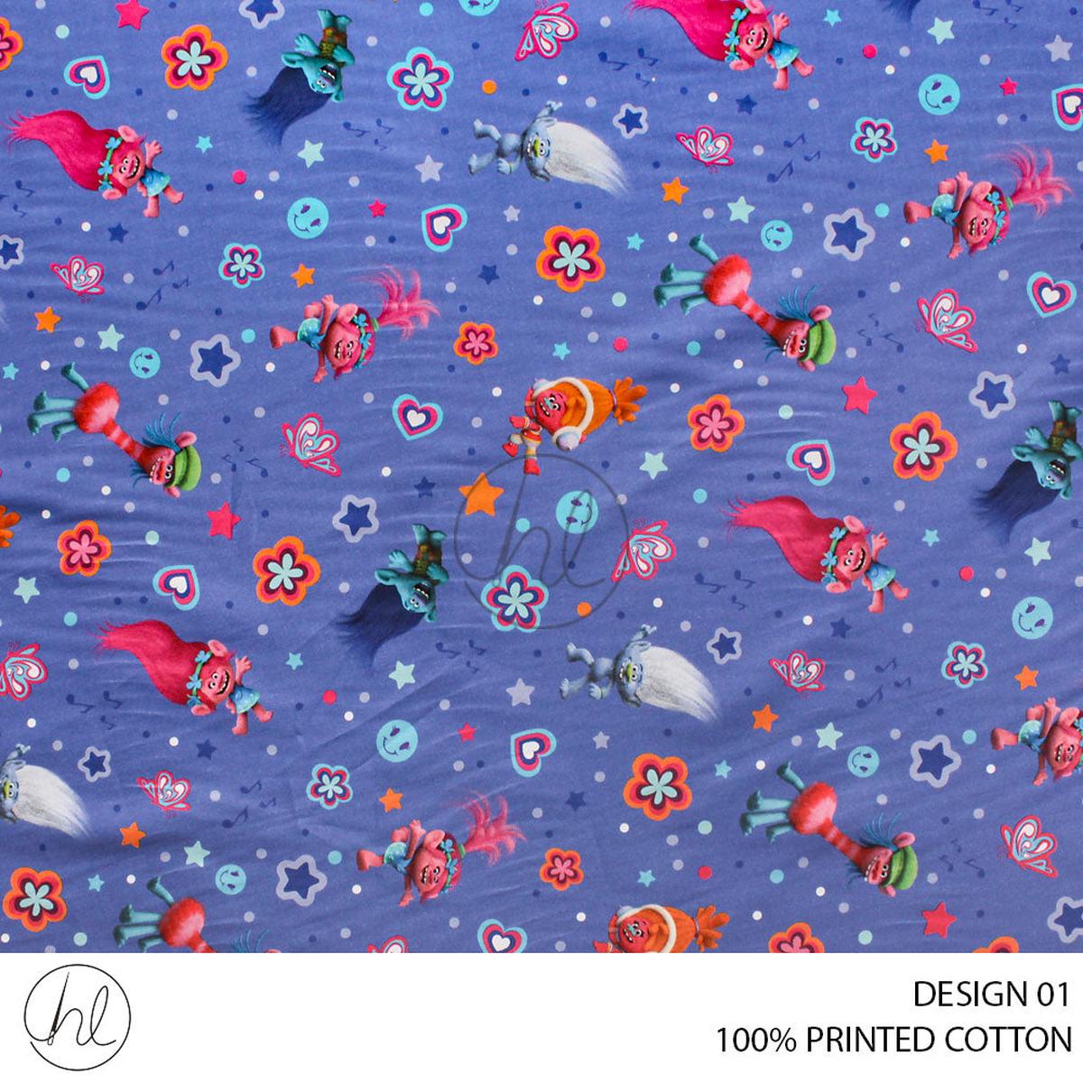 100% PRINTED COTTON (3408) LILAC (110CM) PER M