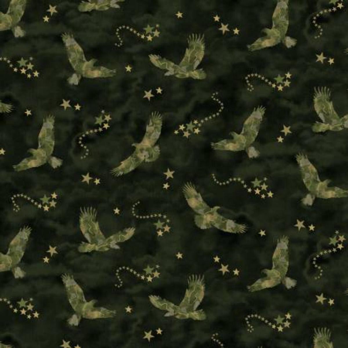 Camo Eagles Glitter Cotton Fabric