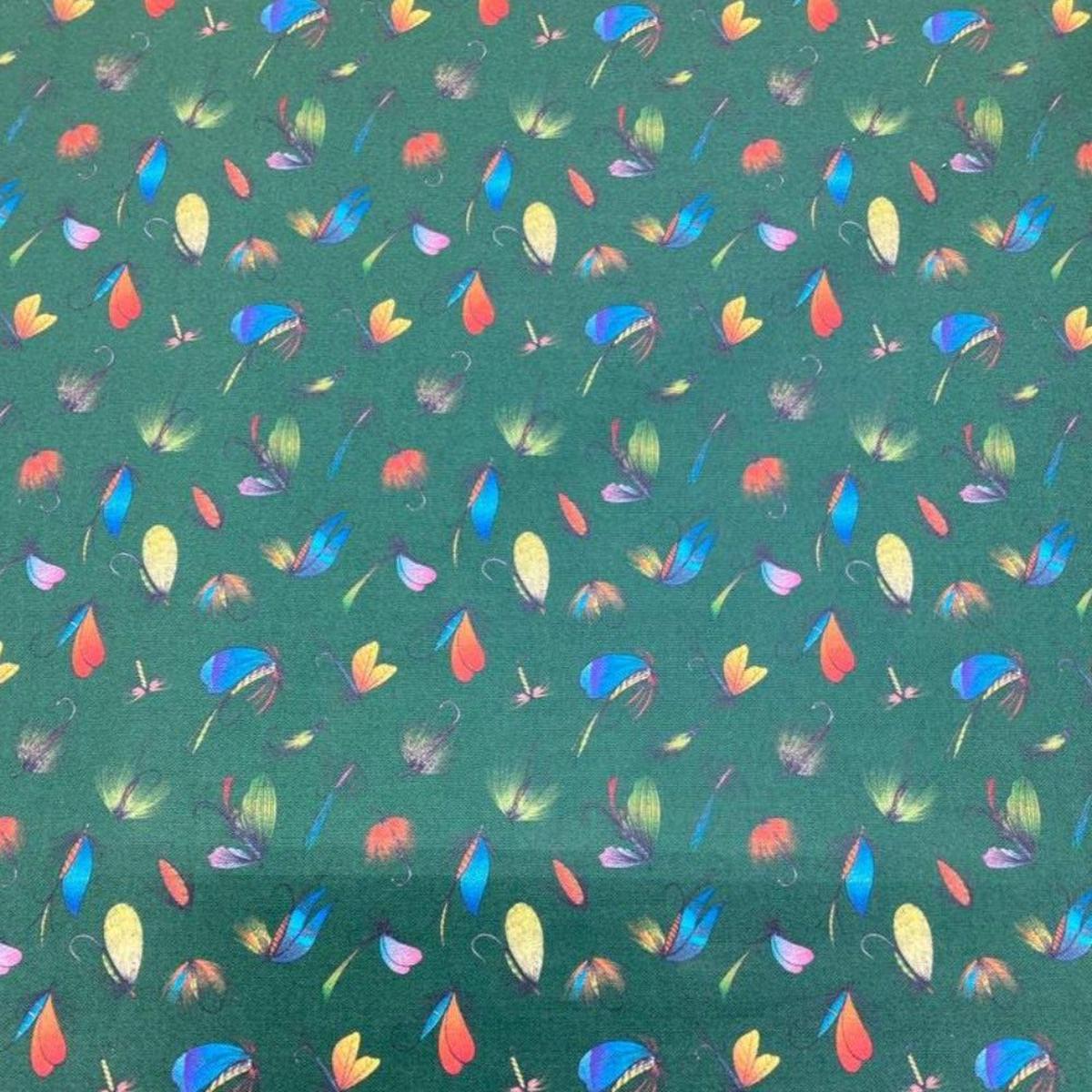 Fly Fishing Cotton Fabric