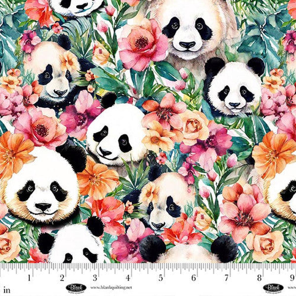 Panda Paradise Digital Packed Pandas Cotton Fabric - 1 yard