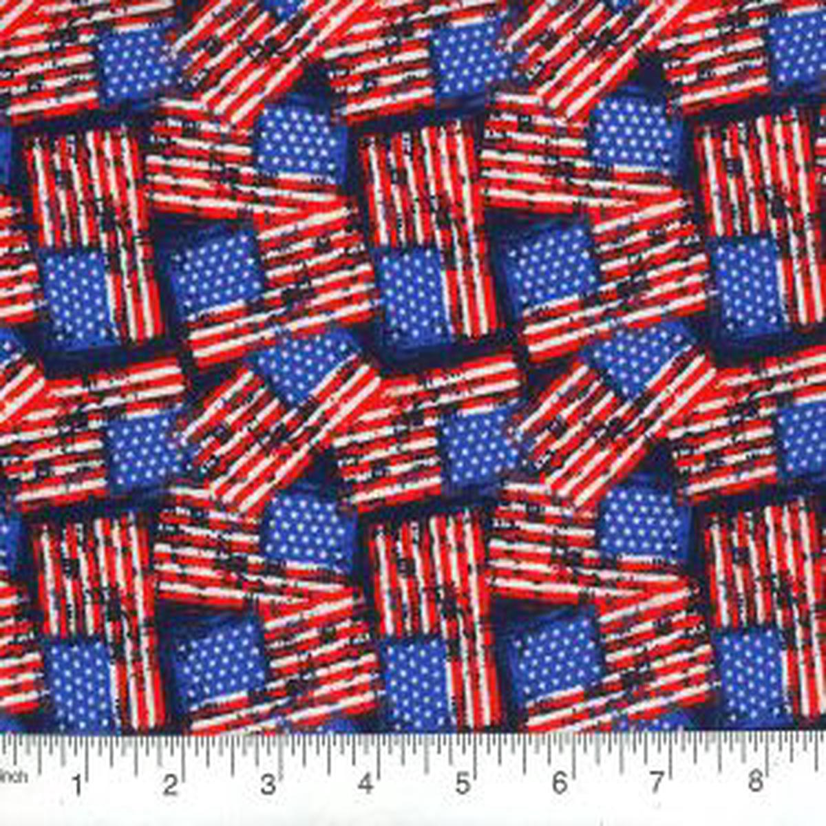 Patriotic Distressed Flag Cotton Fabric - 1 yard