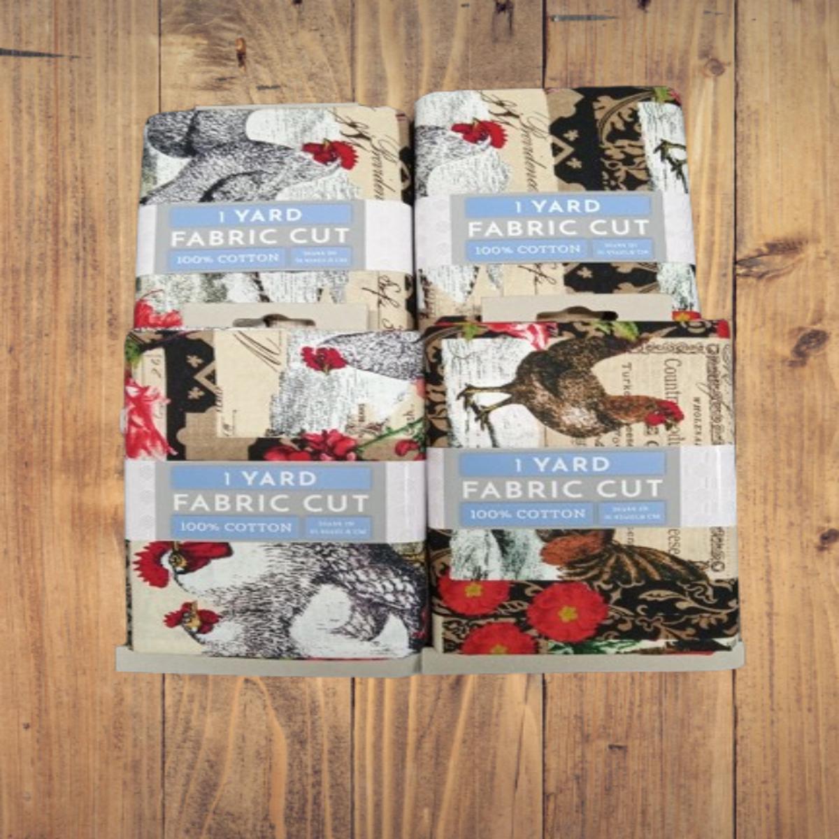 Roosters Cotton - 1 Yard Precut Pack of 4