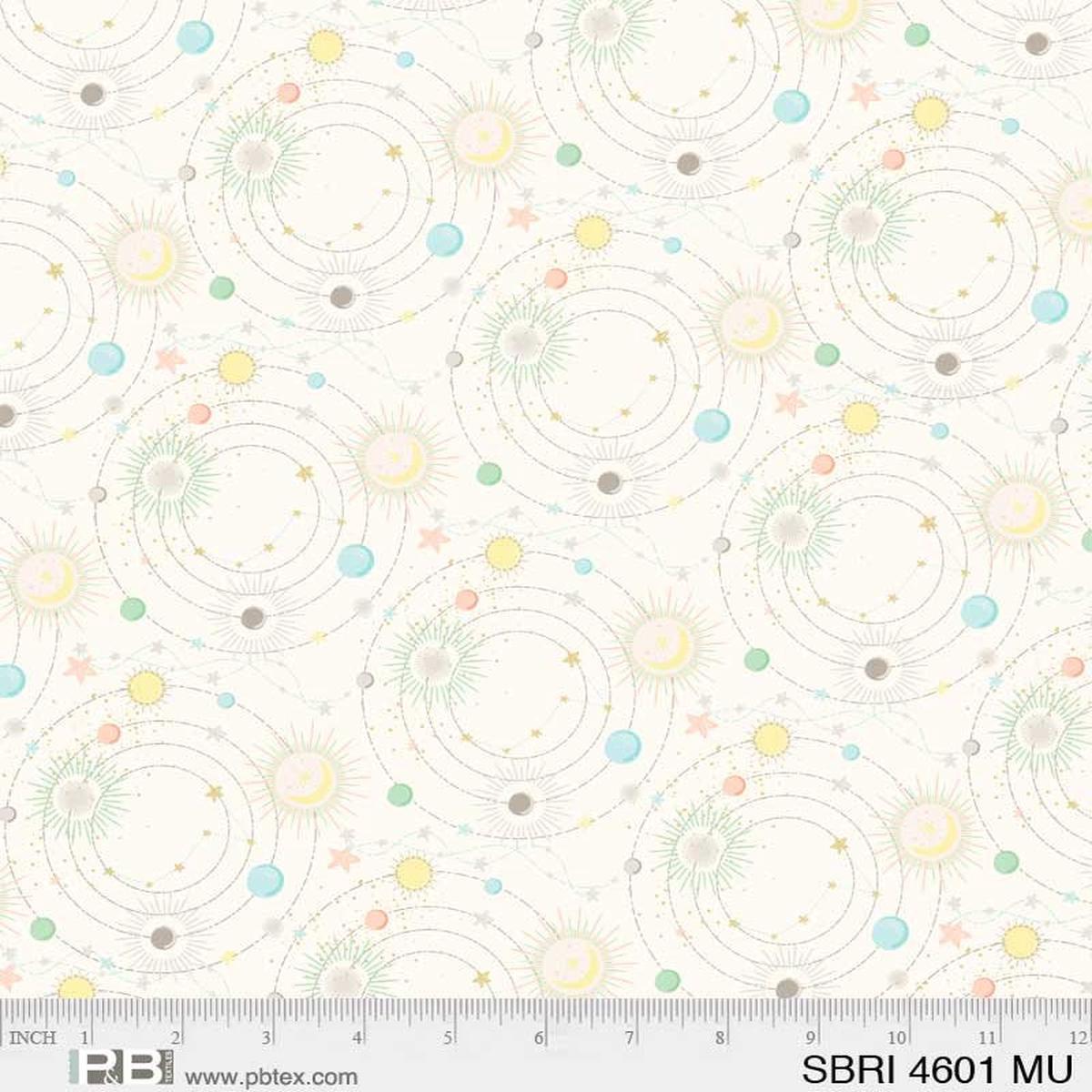 Star Bright Cream Solar System Cotton Fabric