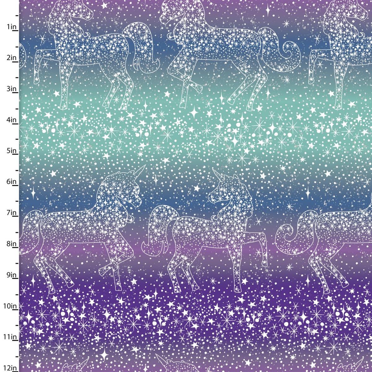 Starlight Star Unicorn Sparkle Glitter Cotton Fabric - 1 Yard