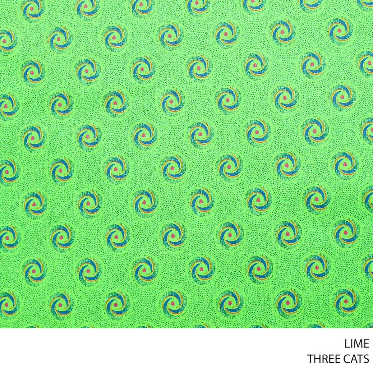 Three Cats Fancy Lime fabric 90cm Per M