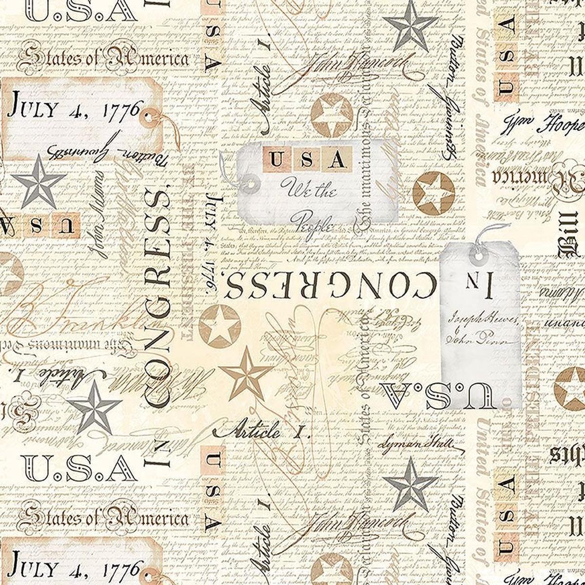 USA Bill of Rights Natural Cotton Fabric - 1 Yard