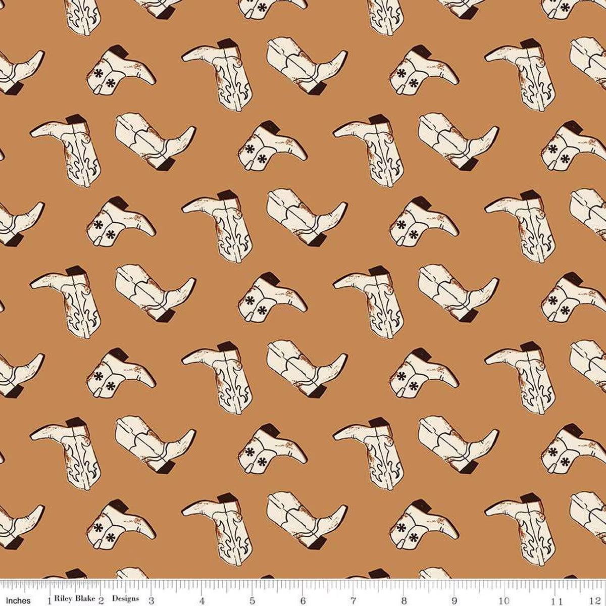 Wild Rose Boots Sienna Cotton Fabric - 1 yard