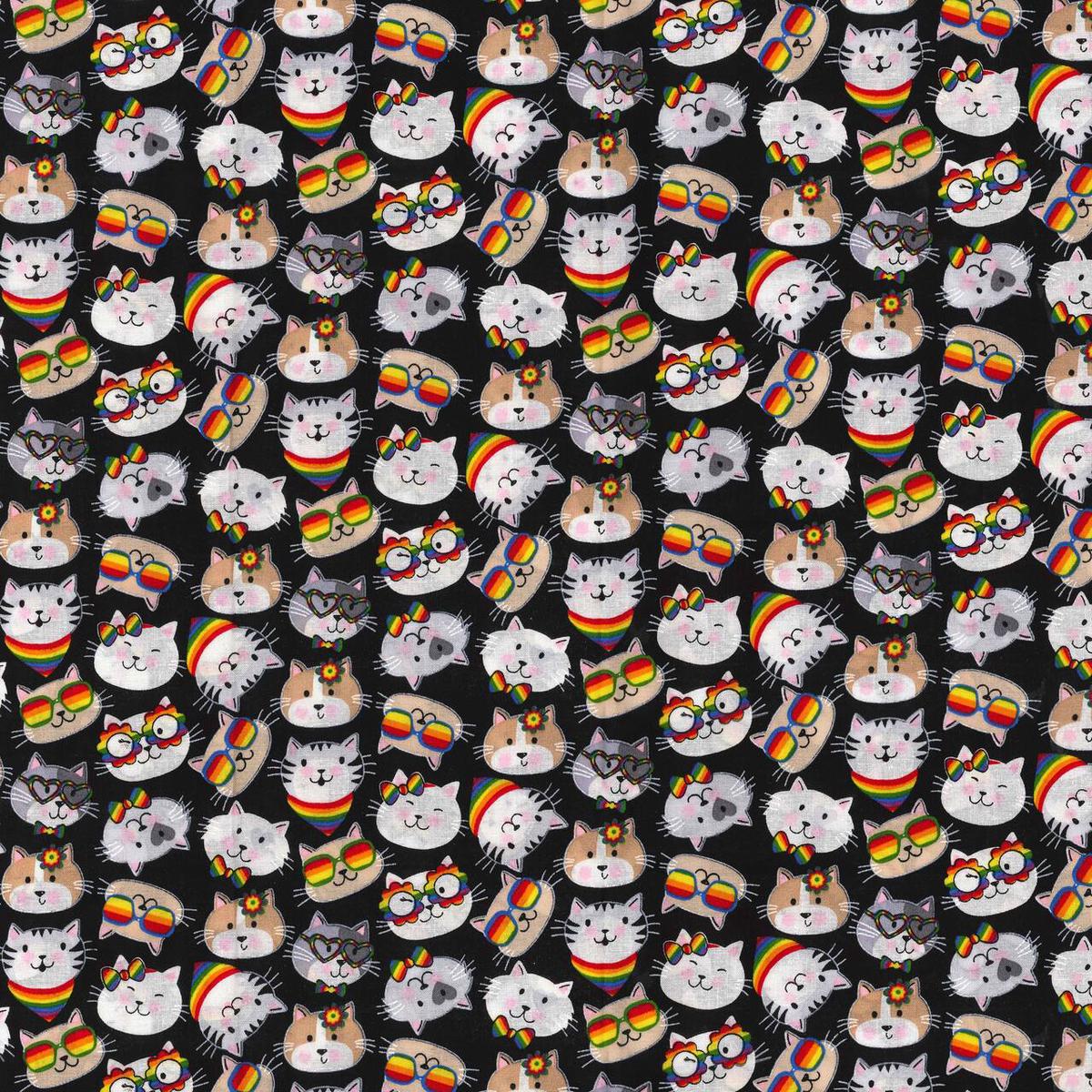 Cool Cats Toss Cotton Fabric - 1 yard