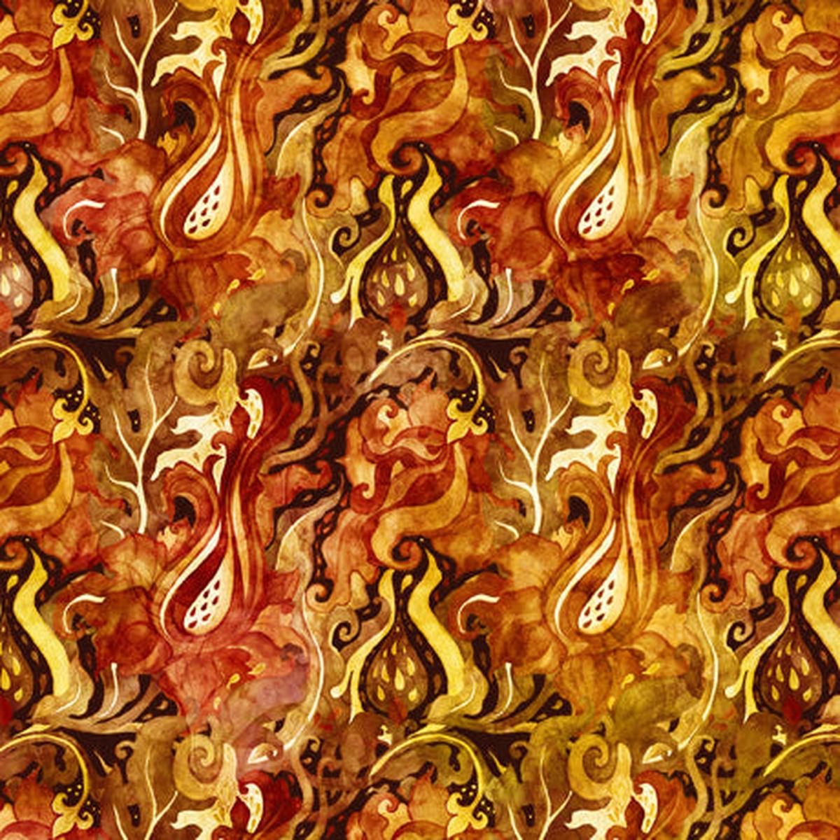Dragon Fyre Flames Cotton Fabric - 1 Yard