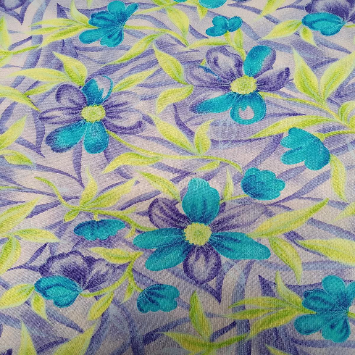 Floral Oasis Pink Cotton Fabric - 1 yard
