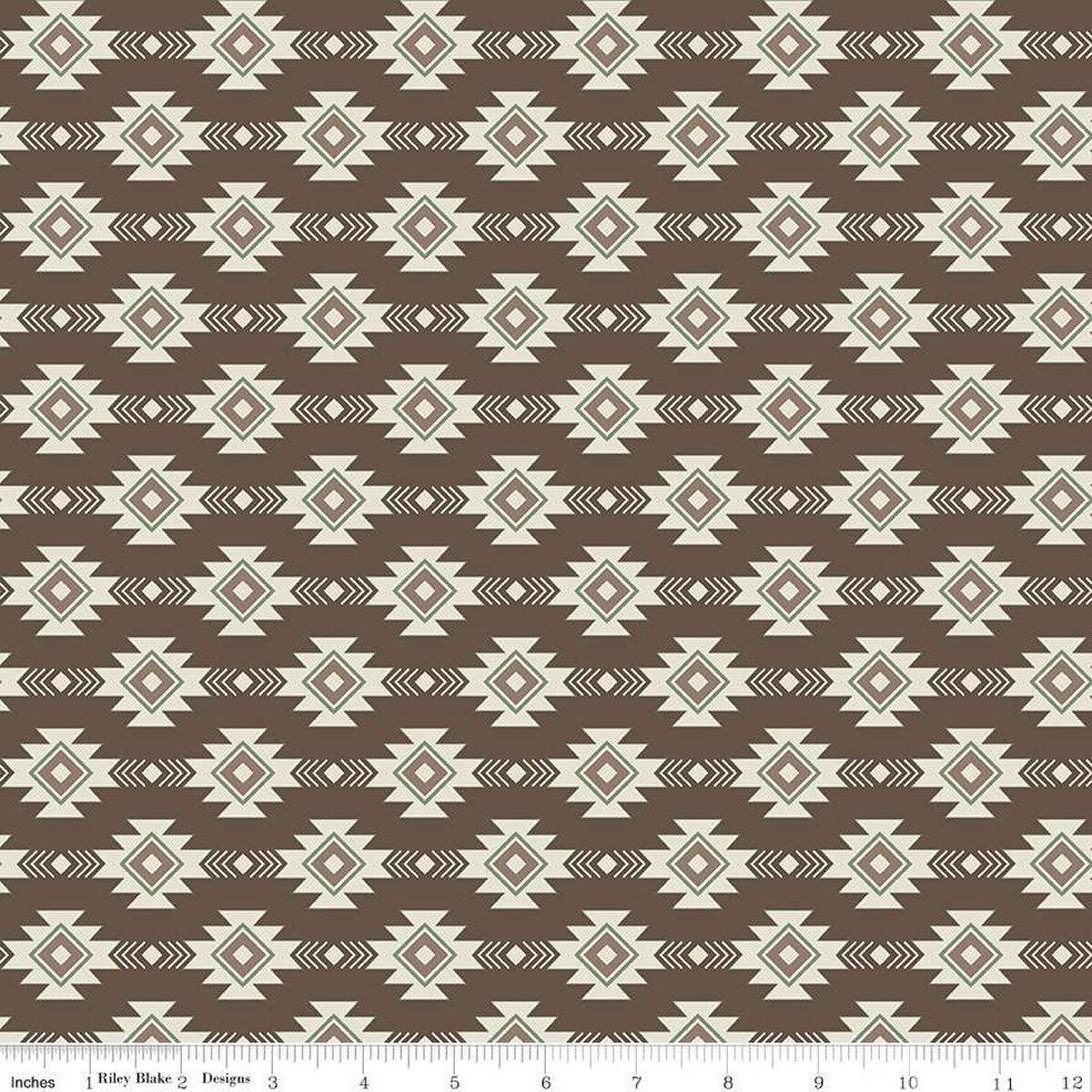 Let's Get Lost in the Woods Geometric Brown Cotton Fabric - 1 yard