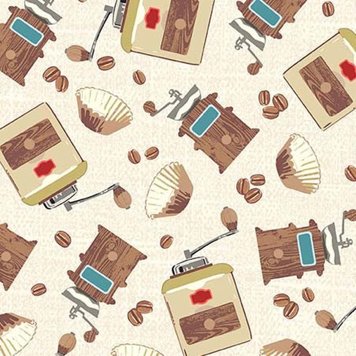 Let's Make Coffee Creme Cotton Fabric - 1 Yard