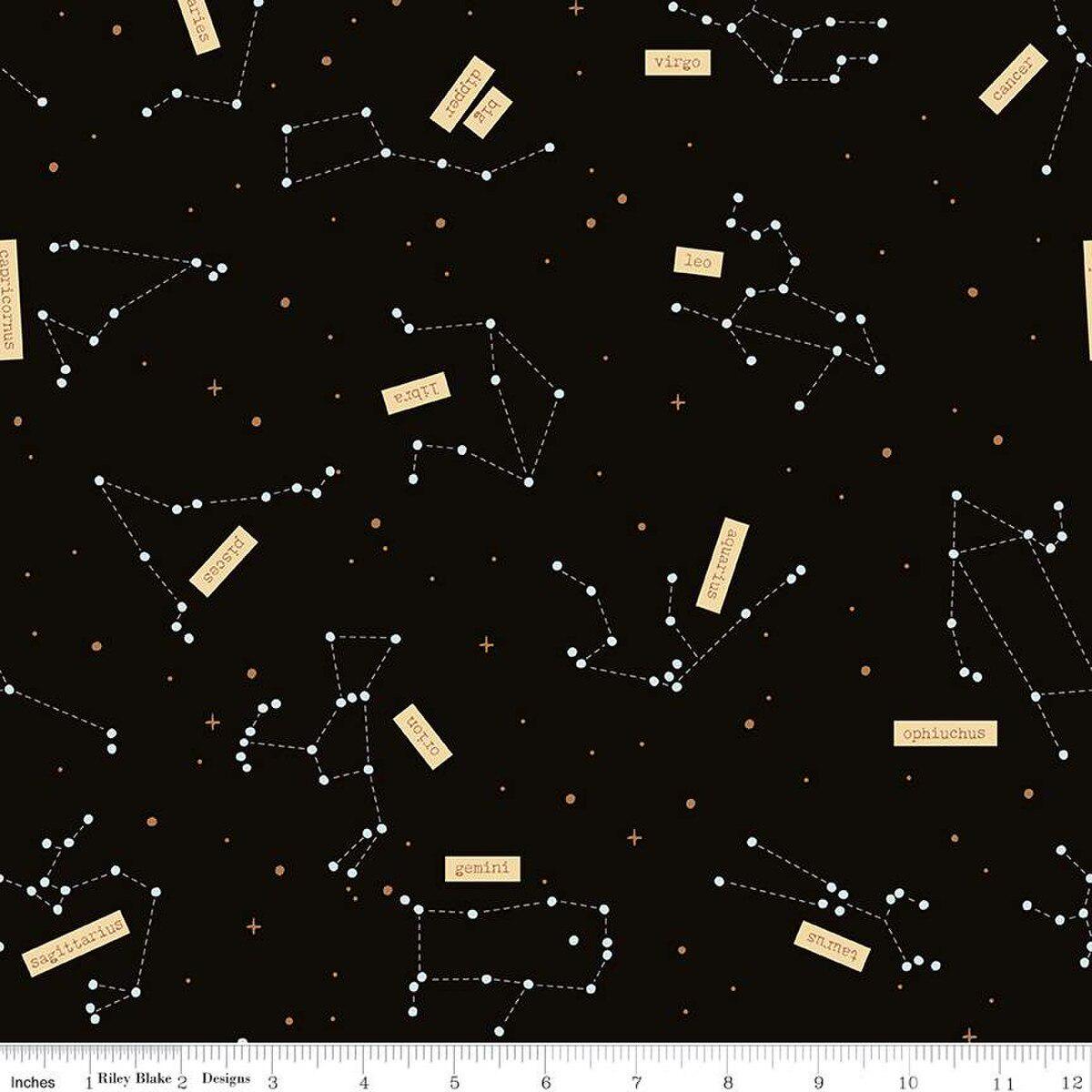 Outer Space by NASA Constellations Black Glow in the Dark Cotton Fabric - 1 yard