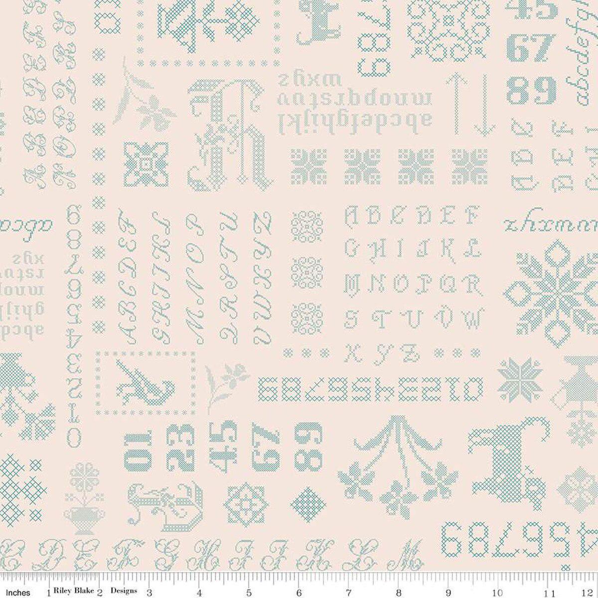 Piece & Plenty Sampler Blue Cotton Fabric - 1 Yard
