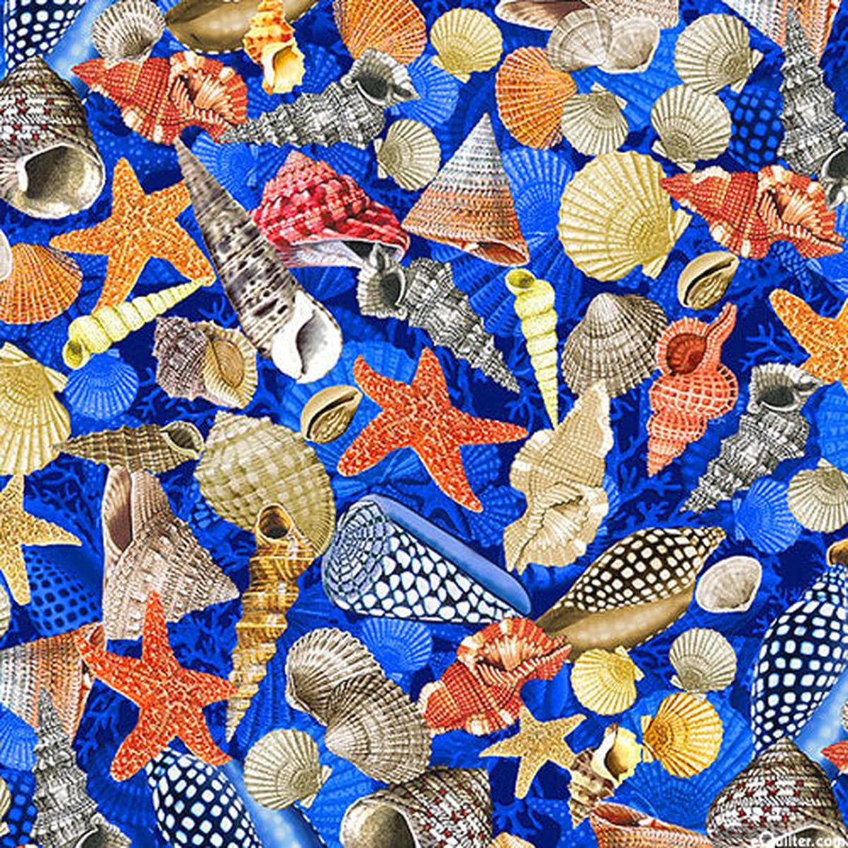 Under The Sea Seashells Cotton Fabric - 1 Yard
