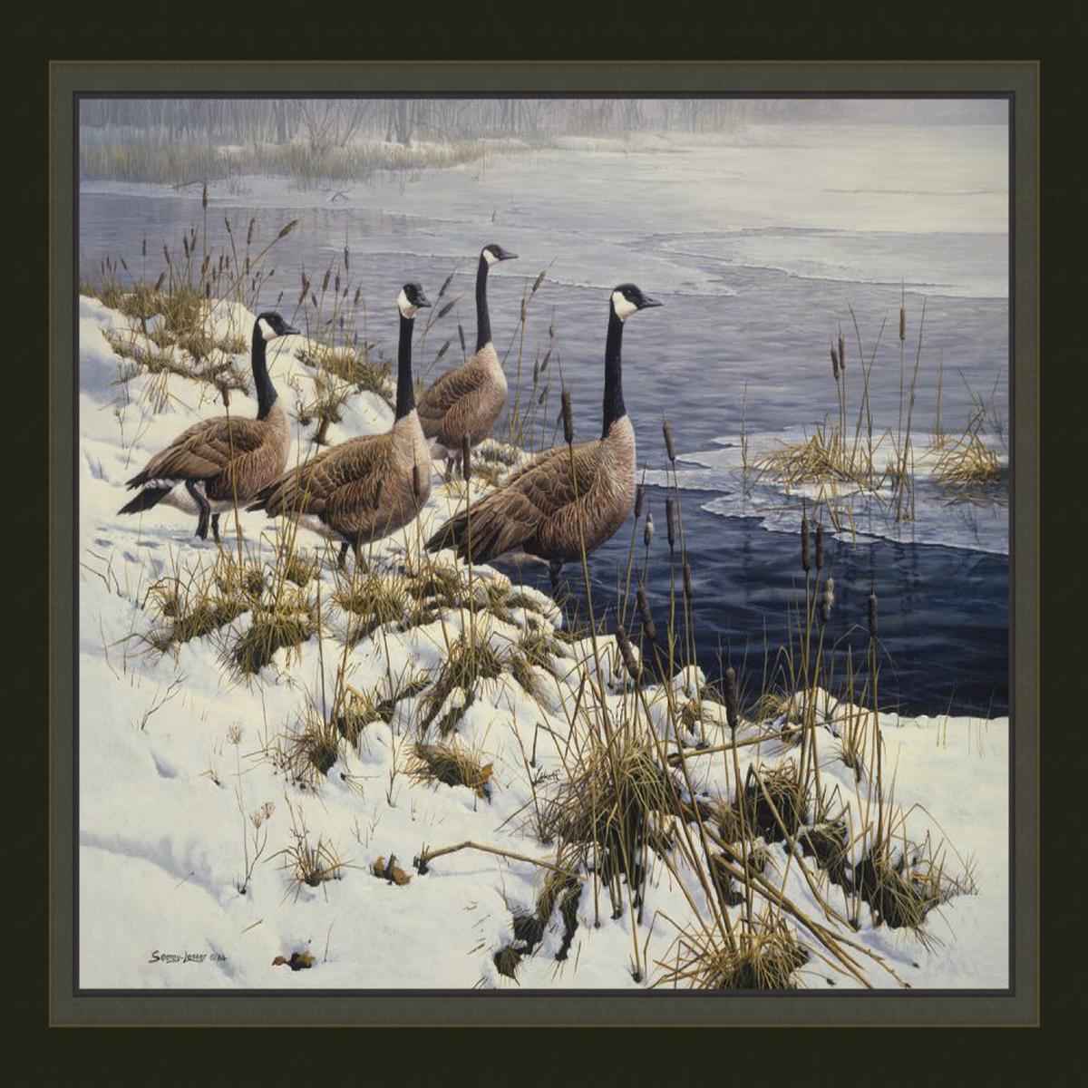 Among the Cattails Geese Panel Cotton Fabric
