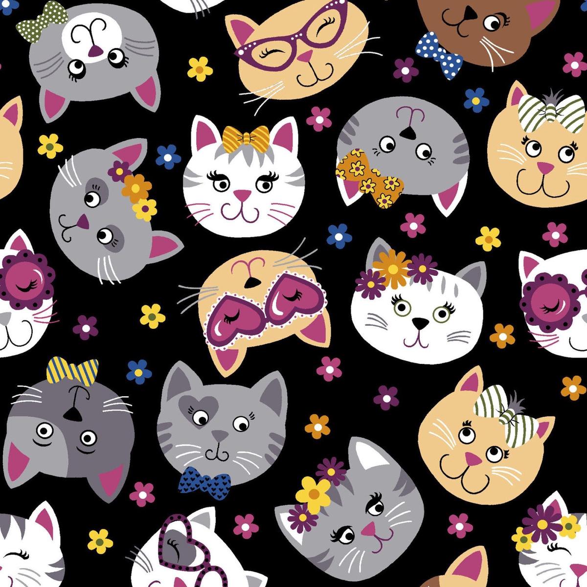 Bow Wow Meow Glamour Kitty Cotton Fabric - 1 yard